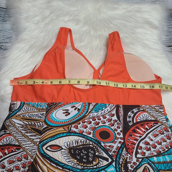 Swimsuit one piece with dress orange plus sz - Picture 5 of 9